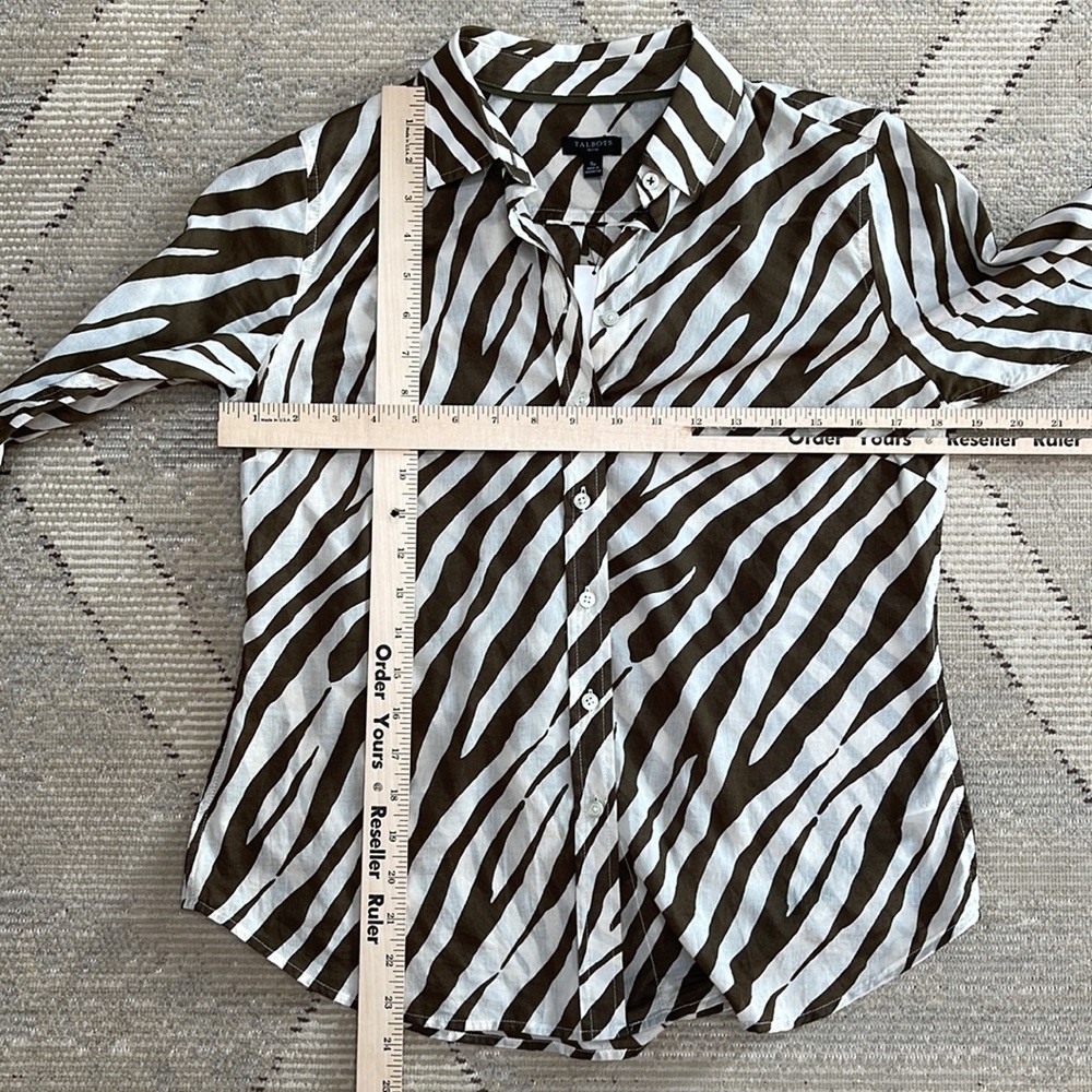 Nwt Talbots Zebra Tiger Print Button Up - Sp - image 3